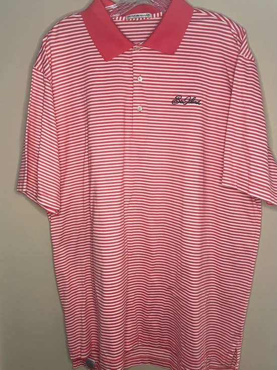 Peter Millar Other - Peter Millar Sea Island Coral White Striped Performance Golf Polo Approx XXL